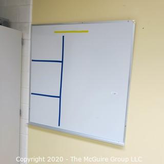 4' X 4' WHITE BOARD IN METAL FRAME (BUYER TO REMOVE FROM WALL)