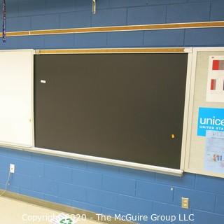 4' X 8' BLACK BOARD IN METAL FRAME (BUYER TO REMOVE FROM WALL)