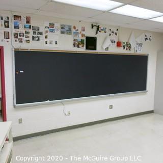 4' X 16' BLACK BOARD IN METAL FRAME (BUYER TO REMOVE FROM WALL)