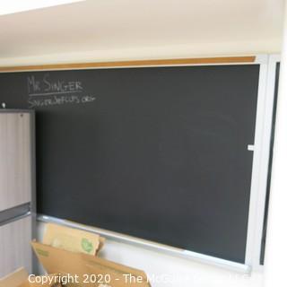 4' X 12' BLACK BOARD IN METAL FRAME (BUYER TO REMOVE FROM WALL)