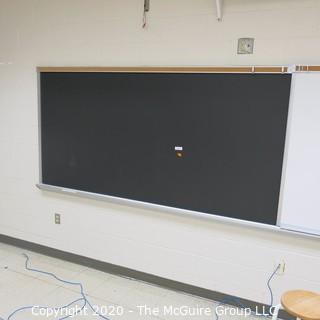 4' X 8' BLACK BOARD IN METAL FRAME (BUYER TO REMOVE FROM WALL)