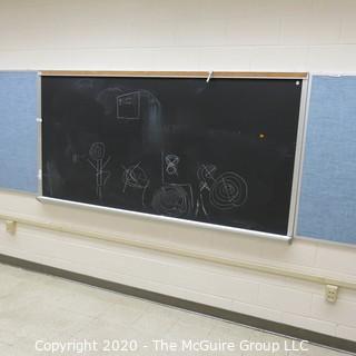 4' X 8' BLACK BOARD IN METAL FRAME (BUYER TO REMOVE FROM WALL)