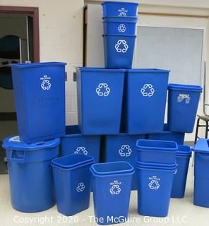 Assortment Of Blue Recycling Containers.  Like new condition.