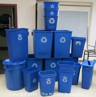 Assortment Of Blue Recycling Containers.  Like new condition.