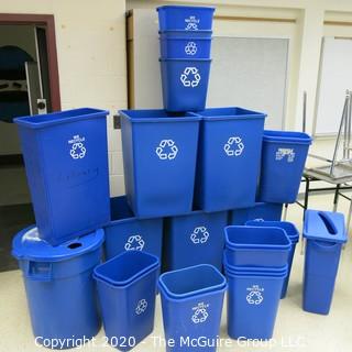 Assortment Of Blue Recycling Containers.  Like new condition.