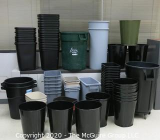 LARGE ASSORTMENT OF BLACK WASTE CONTAINERS VARIOUS SIZES (CLEAN)