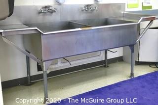 96"W Stainless Steel Double Sink