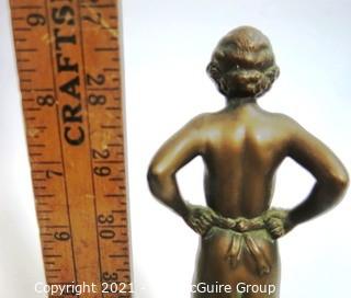 Vintage Art Deco Female Bronze Statue on Marble Base. Measures approximately 9" tall.
