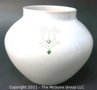 Large White Cerasarda Hand Painted Italian Ceramic Planter. Measures 10 1/2"T x 12"W tall. 