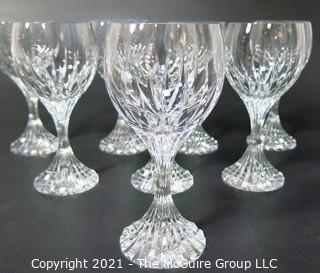 Set of (8) Baccarat Cut Crystal Water Goblets with Deep Bevel Cuts in Sought After Massena Pattern.   They measure approximately 7" tall. {Note: Description adjusted 2/1/21 @3:16pm ET}