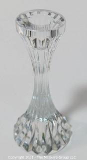 Set of (4) Baccarat Cut Crystal Candle Sticks with Deep Bevel Cuts in Massena Pattern.  They measure approximately 6 1/2" tall. 