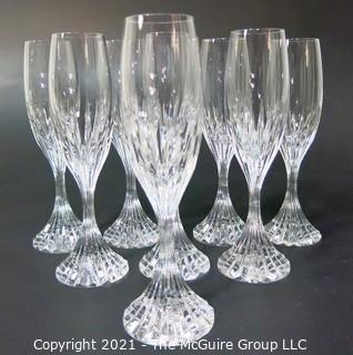 Set of (8) Baccarat Cut Crystal Champagne Flutes with Deep Bevel Cuts in Sought After Massena Pattern.   They measure approximately 9" tall. <br> <br>

These retail at $360 each