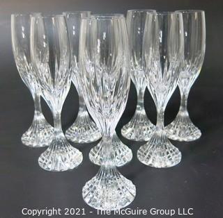 Set of (8) Baccarat Cut Crystal Champagne Flutes with Deep Bevel Cuts in Sought After Massena Pattern.   They measure approximately 9" tall. <br> <br>

These retail at $360 each