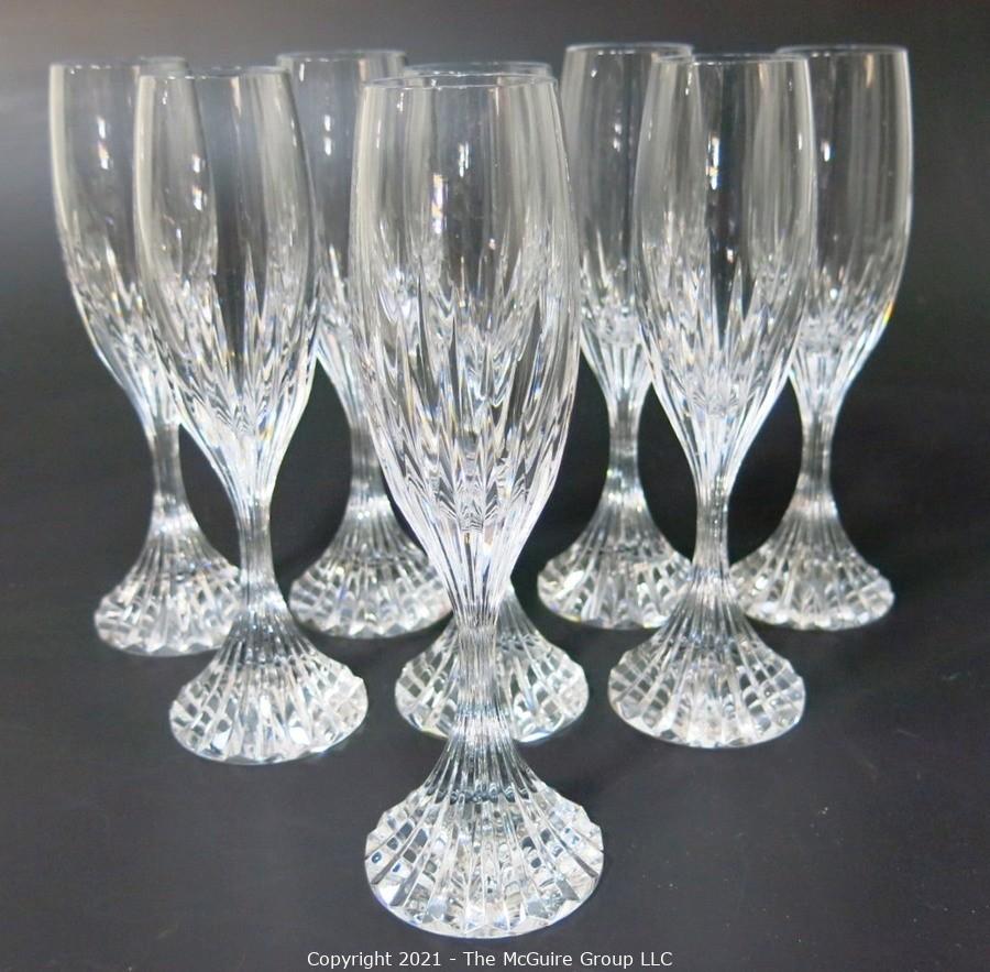 Lot 360: Set of 6 Baccarat Crystal Champagne Glasses