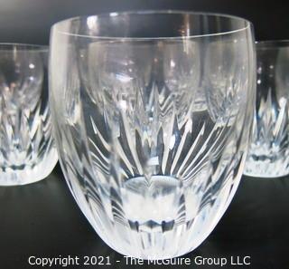 Set of 8 Baccarat Cut Crystal Tumblers with Deep Bevel Cuts in Sought After Massena Pattern.   They measure approximately 3 1/2" tall.