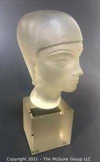 Art Deco Sculpted Crystal Bust of Female; 9 1/2"T 