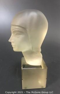 Art Deco Sculpted Crystal Bust of Female; 9 1/2"T 