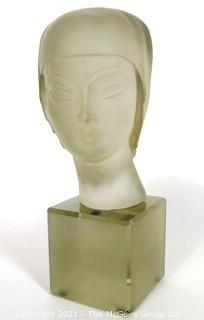 Art Deco Sculpted Crystal Bust of Female; 9 1/2"T 