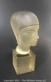 Art Deco Sculpted Crystal Bust of Female; 9 1/2"T 