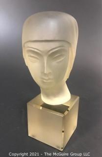 Art Deco Sculpted Crystal Bust of Female; 9 1/2"T 