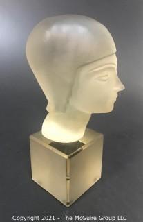 Art Deco Sculpted Crystal Bust of Female; 9 1/2"T 