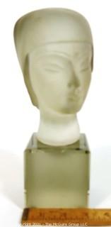 Art Deco Sculpted Crystal Bust of Female; 9 1/2"T 