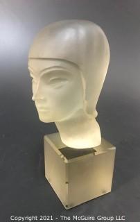 Art Deco Sculpted Crystal Bust of Female; 9 1/2"T 