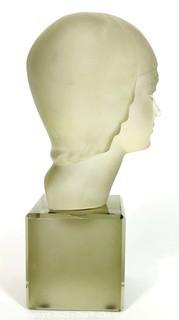 Art Deco Sculpted Crystal Bust of Female; 9 1/2"T 