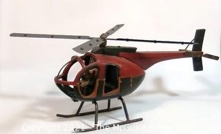 Large Folk Art Hand Crafted Helicopter