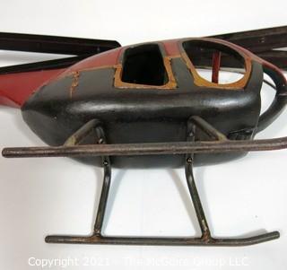 Large Folk Art Hand Crafted Helicopter