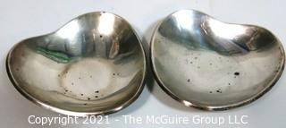 Pair of Sterling Silver Heart Shaped Pin Dishes or Trinket Trays; 161g