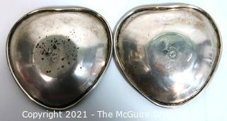 Pair of Sterling Silver Heart Shaped Pin Dishes or Trinket Trays; 161g