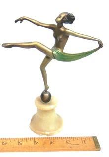 Vintage Art Deco Statue of Dancer in Arabesque on Marble Base.  Measures approximately 8" tall.