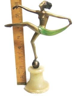 Vintage Art Deco Statue of Dancer in Arabesque on Marble Base.  Measures approximately 8" tall.