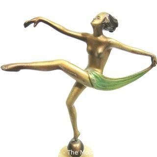 Vintage Art Deco Statue of Dancer in Arabesque on Marble Base.  Measures approximately 8" tall.