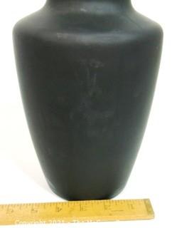 Black Frosted Glass Vase.  Measures approximately 10" tall. 