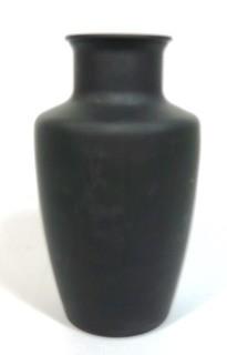 Black Frosted Glass Vase.  Measures approximately 10" tall. 