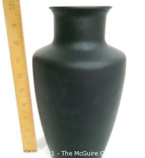 Black Frosted Glass Vase.  Measures approximately 10" tall. 