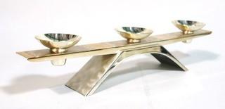 Mid Century Silver Plated WMF IKORA Three Arm Candle Holder by Kurt Radtke