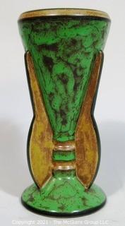 Green Louis Lourioux Art Deco  Pottery Vase, Made in France.  Measures approximately 10" tall.