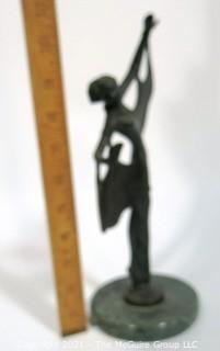 Bronze Art Deco Dancer Statue on Marble Base.  Measures approximately 11" tall.