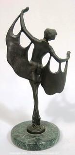 Bronze Art Deco Dancer Statue on Marble Base.  Measures approximately 11" tall.