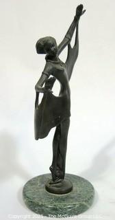 Bronze Art Deco Dancer Statue on Marble Base.  Measures approximately 11" tall.