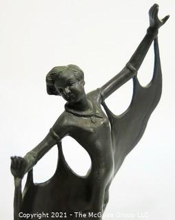 Bronze Art Deco Dancer Statue on Marble Base.  Measures approximately 11" tall.