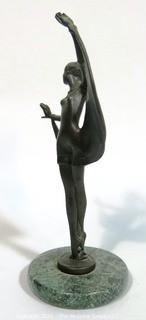 Bronze Art Deco Dancer Statue on Marble Base.  Measures approximately 11" tall.