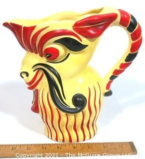 Art Deco Ditmar Urbach Czechoslovakia Porcelain Pottery Goat Ram Pitcher. Measures approximately 9" tall.