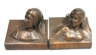 Art Deco Dante & Beatrice Bronze Bookends.