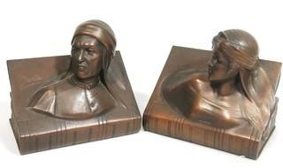 Art Deco Dante & Beatrice Bronze Bookends.