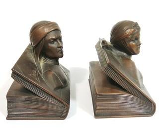 Art Deco Dante & Beatrice Bronze Bookends.