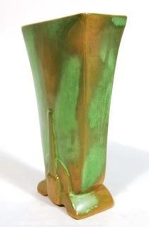 Vintage Art Deco Frankoma Prairie Green Pottery Vase.  Measures approximately 7" tall.